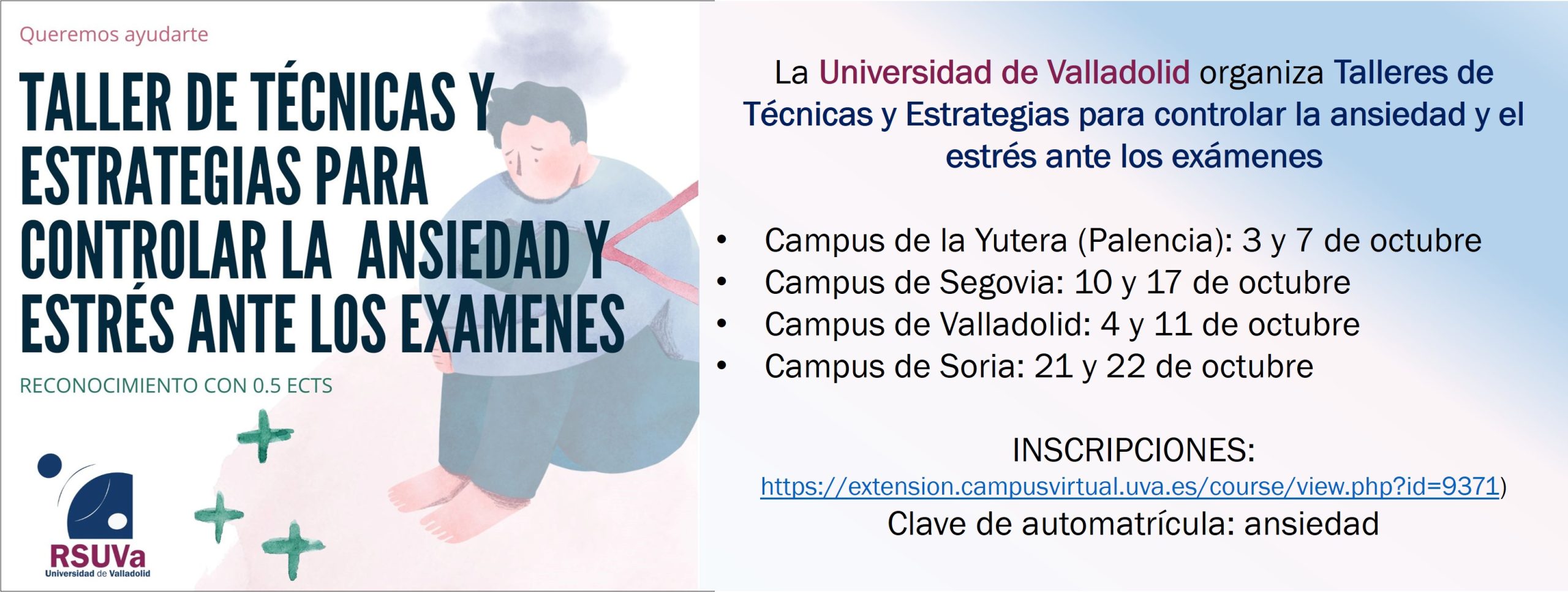 Talleres en la UVa para afrontar la ansiedad ante los exámenes. Curso 24/25